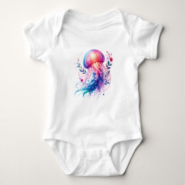 Body Para Bebé Kawaii Jellyfish Illustration | Cute Creature Art (Anverso)