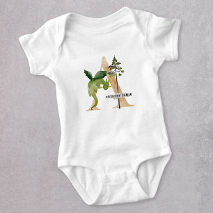 Body Para Bebé Kids Dragon Nombre Personalizado Monograma A Play