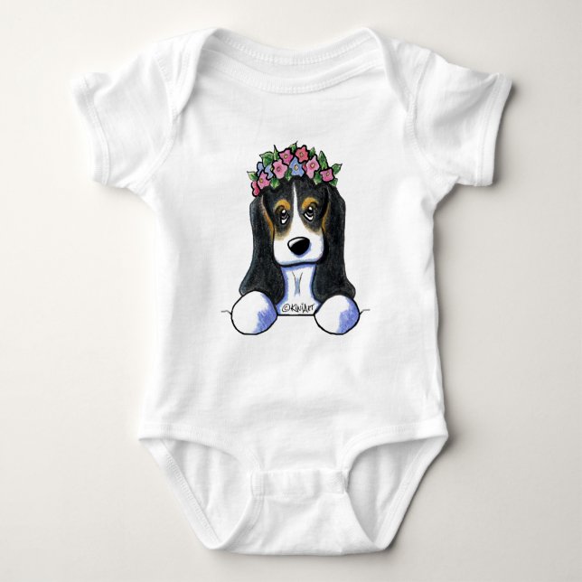 Body Para Bebé KiniArt Basset Flower Girl (Anverso)