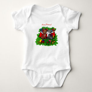 Body Para Bebé Kitty and Puppy , Happy XMas