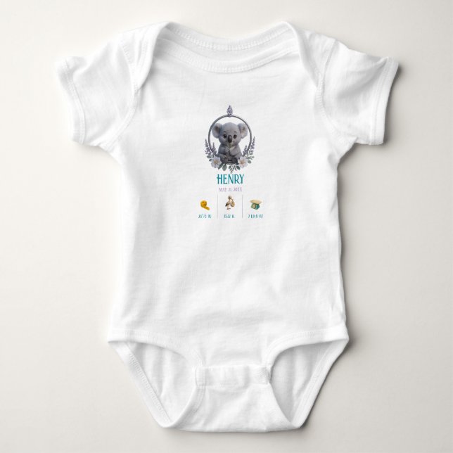 Body Para Bebé Koala Baby Onesie – Personalized Birth Stats (Anverso)