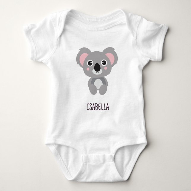 Body Para Bebé Koala Bear Cute Chicas Nombre (Anverso)
