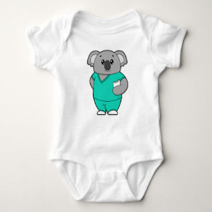 Body Para Bebé Koala como enfermera con Notepad