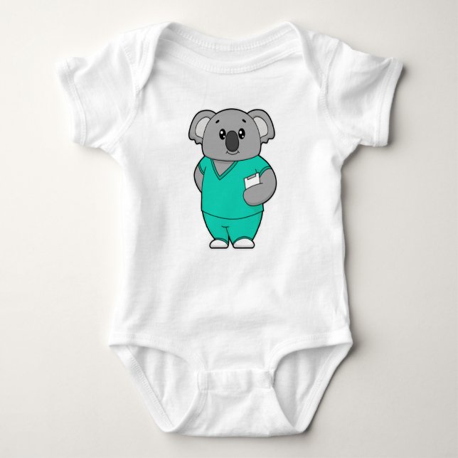 Body Para Bebé Koala como enfermera con Notepad (Anverso)
