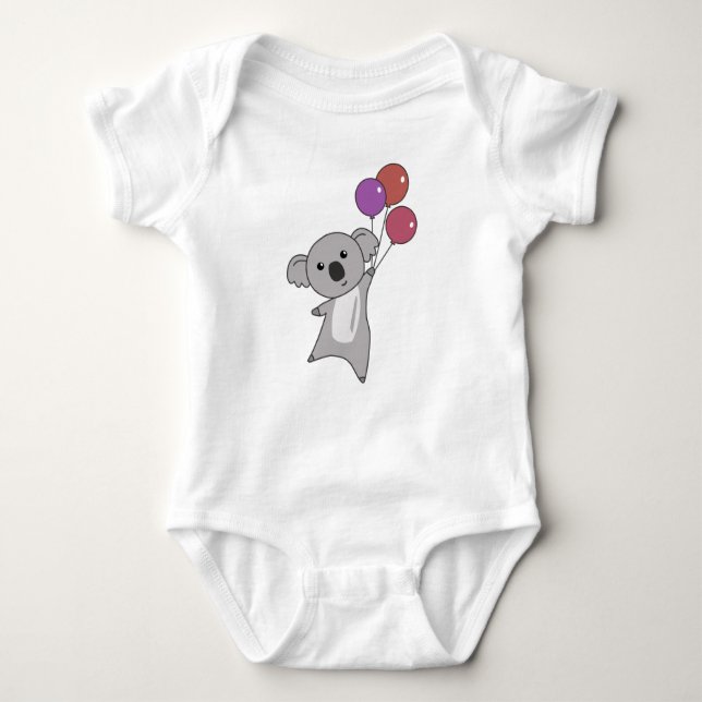 Body Para Bebé Koala vuela con globos dulces niños animales (Anverso)