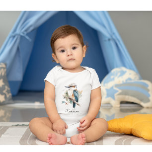 Body Para Bebé Kookaburra azul verdadero, personalizado
