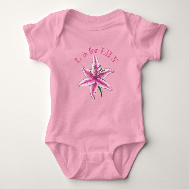 Body Para Bebé L es para LILY Pink Easter Spring Lilies Flower AB (Anverso)