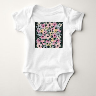 Body Para Bebé La acuarela floral oscura: hermosa huella.