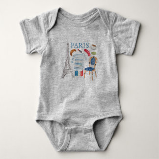 Body Para Bebé La acuarela francesa de París Doodles Onsie