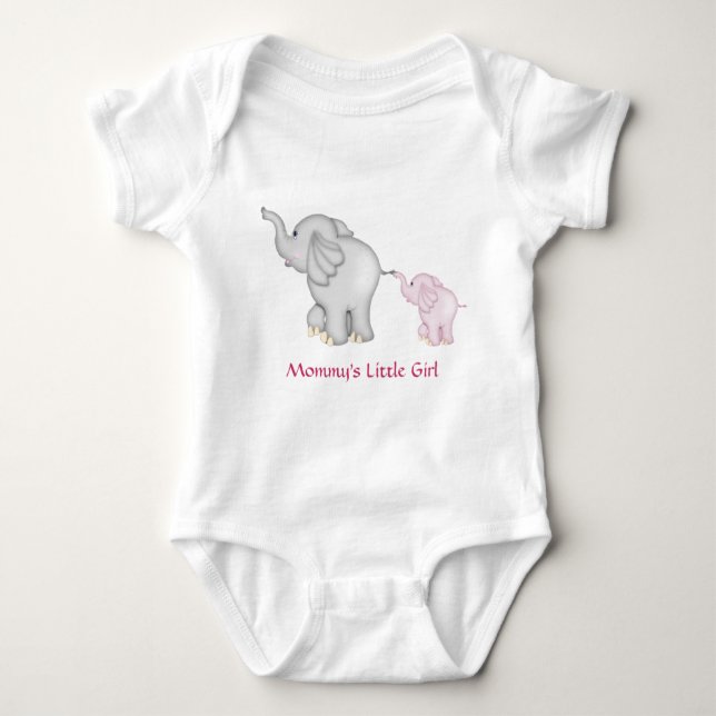 Body Para Bebé La camiseta de la pequeña niña elefante de mamá (Anverso)