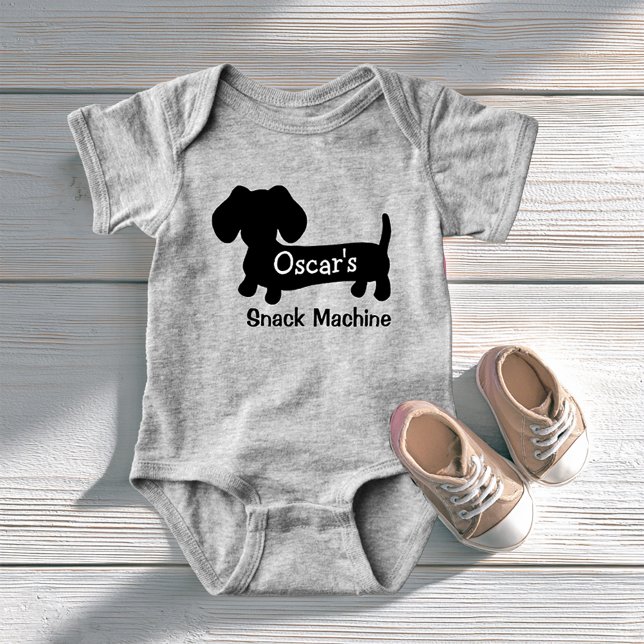 Body Para Bebé La divertida máquina de aperitivos para bebés de D (Personalized dachshund baby outfit - snack machine - funny punny doxie baby gift)