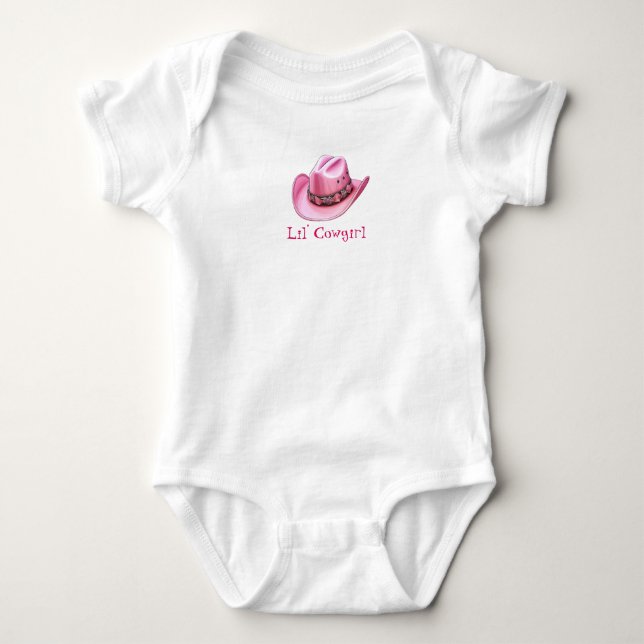 Body Para Bebé La lechera Rosa Lil'Cowgirl Gorra Baby Bodysuit (Anverso)