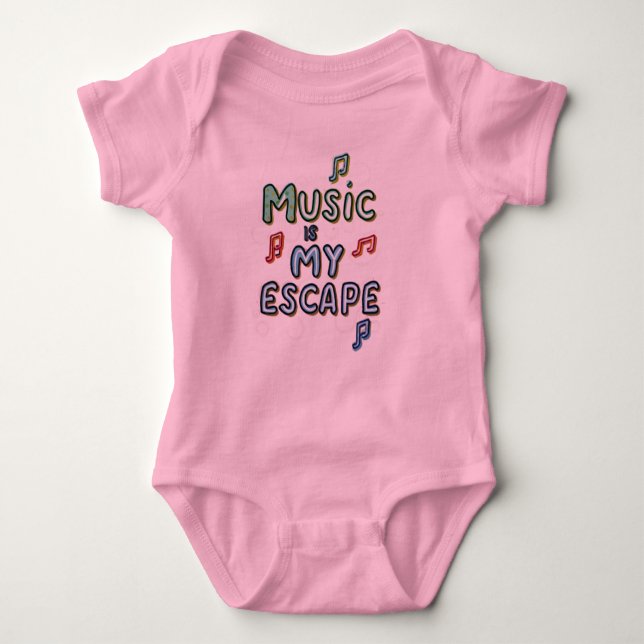 Body Para Bebé La música es mi escape (Anverso)