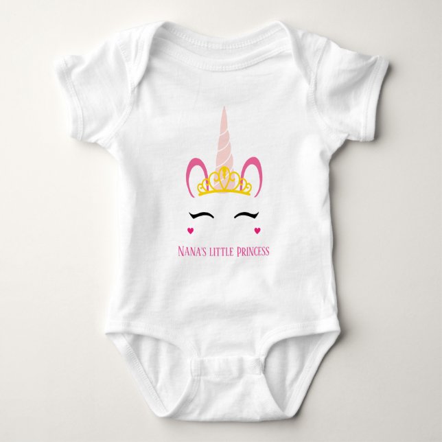 Body Para Bebé la pequeña princesa linda de Nana agrega texto (Anverso)