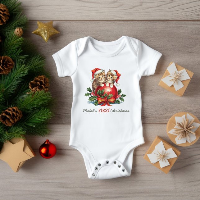 Body Para Bebé La primera fiesta de Navidad de los gatitos Holly  (Subido por el creador)