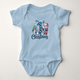 Body Para Bebé La primera Navidad del bebé niño Azul