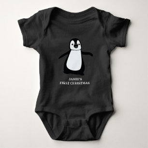 Body Para Bebé La primera Navidad del bebé personalizado   Pingüi
