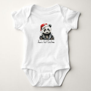 Body Para Bebé La primera Navidad del oso de bambú, personalizado
