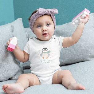 Body Para Bebé La primera Navidad más genial Pingüino adorable Fi
