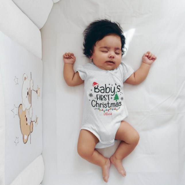 Body Para Bebé La primera nieve del sombrero de sombrero de Santa (Subido por el creador)