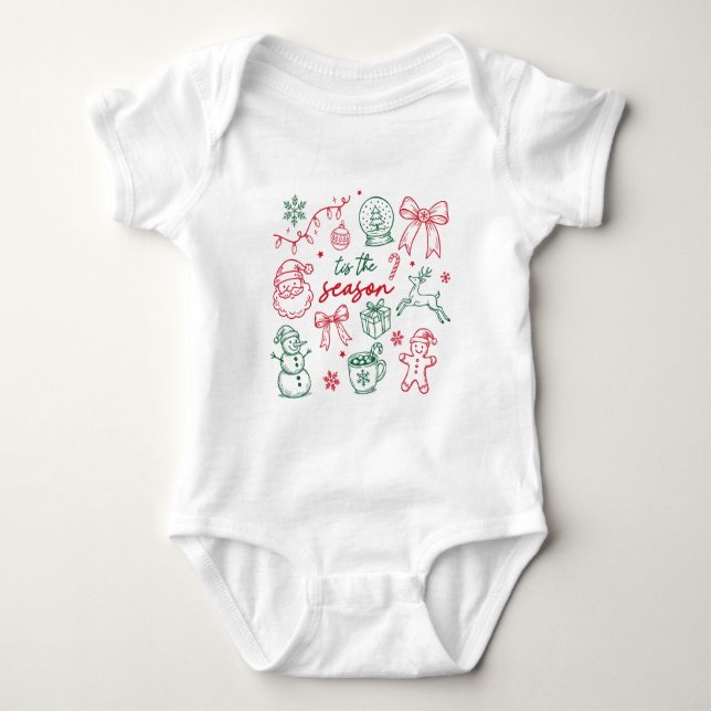 Body Para Bebé La temporada - Doodle de Navidad (Anverso)