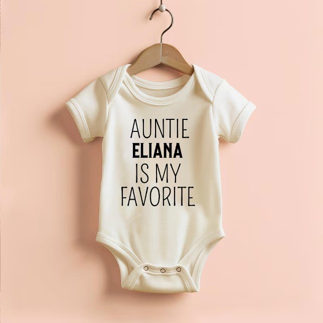 Body Para Bebé La tía es mi favorita gracioso género neutral (Auntie Is My Favorite Funny Trendy ﻿Gender Neutral Baby Bodysuit)