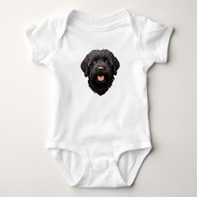 Body Para Bebé Labradoodle Perro Negro (Anverso)