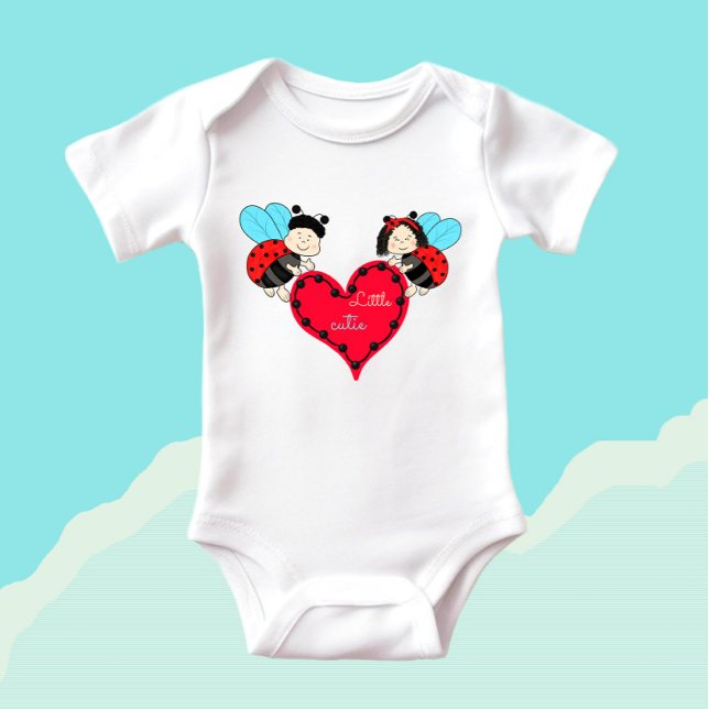Body Para Bebé Ladybugs con corazón (Subido por el creador)