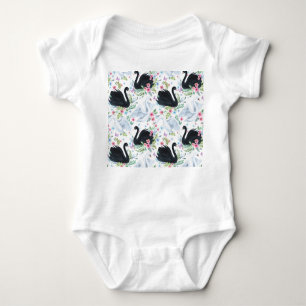 Body Para Bebé Lago Swan: Patrón Pastel de acuarela.