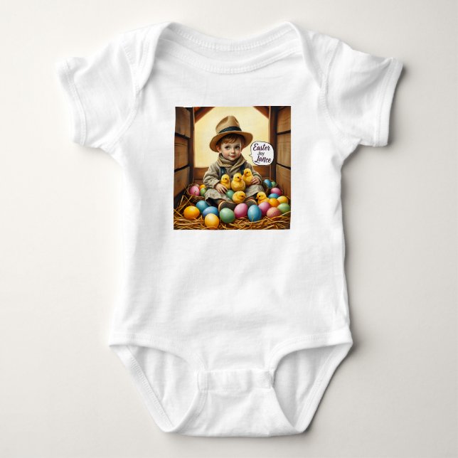 Body Para Bebé LANCE ~ NIÑO ANTIGÜEDAD Pollitos ~ Alegría de Pasc (Anverso)