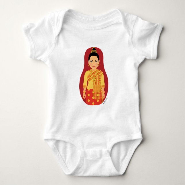 Body Para Bebé Laotian (Rojo) Matryoshka Baby Bodysuit (Anverso)