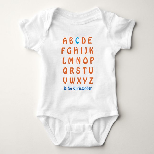 Body Para Bebé Las letras personalizadas C del alfabeto de ABC (Anverso)