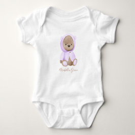 Body Para Bebé Lavender Teddy Bear Nombre Personalizado Bebé