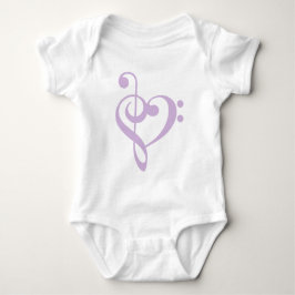 Body Para Bebé Lavender Treble Clef & Bass Clef Heart