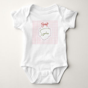 Body Para Bebé Lazo Rosa Personalizado Sophia y Estampado de Cuad