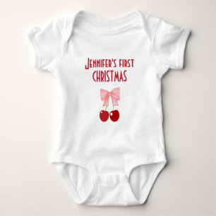Body Para Bebé Lazo y Cerezas, El Primer Navidad del Bebe