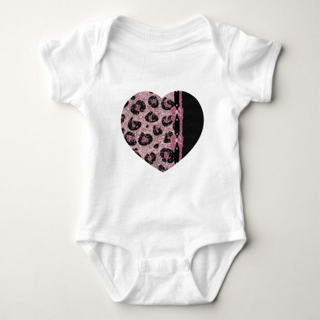 Body Para Bebé Lazos de cinta de estampado de leopardo rosa RAB R (Anverso)