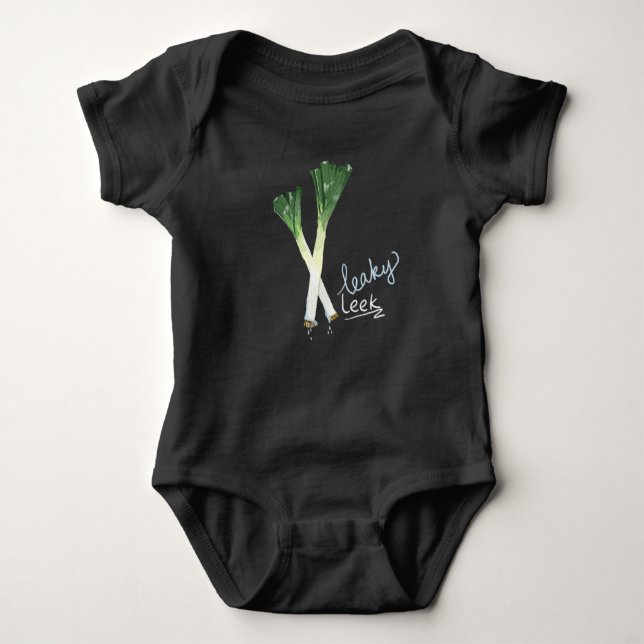 Body Para Bebé Leaky Leek Funny Pun Baby Shirt (Anverso)