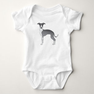 Body Para Bebé Lebrel italiano de dibujos animados azul y blanco