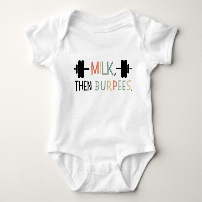 Body Para Bebé Leche luego Burpees, regalo divertido para el bebé (Anverso)