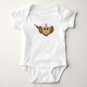 Body Para Bebé Lechuza de enfermera con Personalizado de jeringas