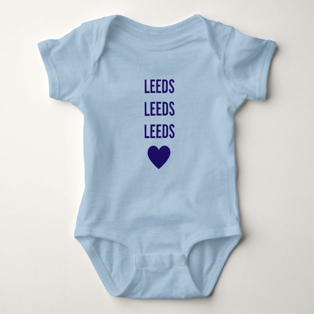 Body Para Bebé LEEDS LEEDS LEEDS Babygrow azul personalizado LUFC (Anverso)