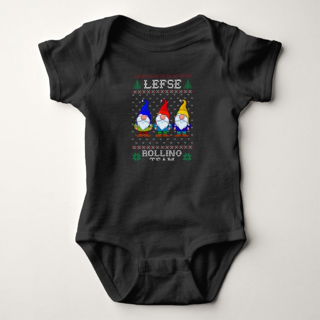 Body Para Bebé Lefse Rolling Team, Navidades Baking Tomte Gnome (Anverso)