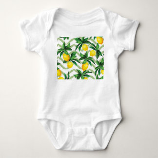 Body Para Bebé Lemon zigzag: patrón pintado a mano.