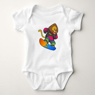 Body Para Bebé León como snowboarder con Snowboard