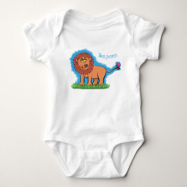Body Para Bebé León feliz con ilustracion personalizado de maripo (Anverso)