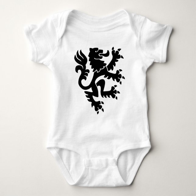 Body Para Bebé León heráldico 01 - Negro (Anverso)