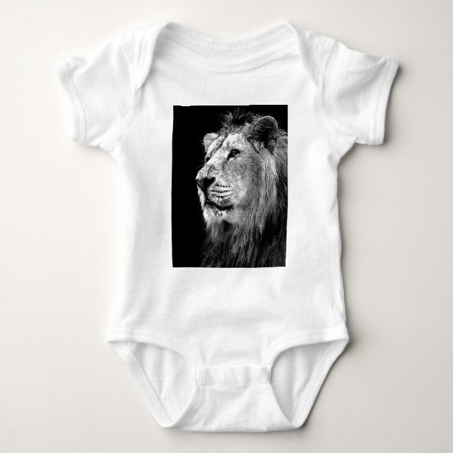 Body Para Bebé León negro y blanco (Anverso)