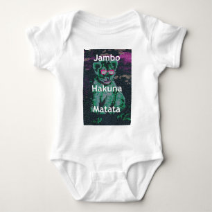 Body Para Bebé León verde con gafas rosas "Hakuna Matata" Arte
