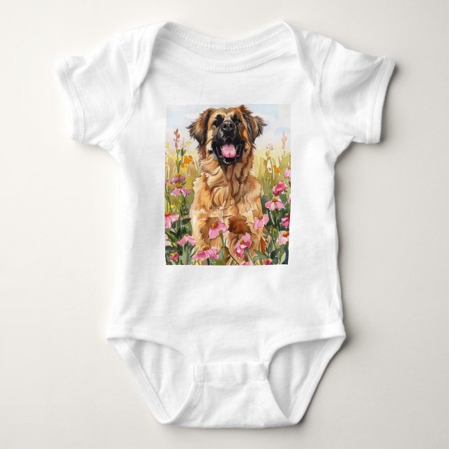 Body Para Bebé Leonberger Watercolor Baby Bodysuit (Anverso)
